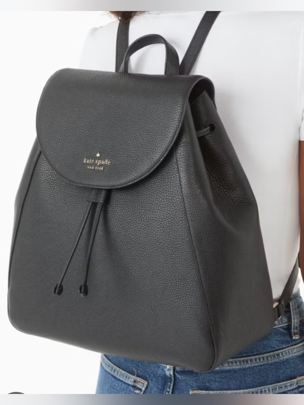 KATE SPADE BLACK LEILA LARGE FLAP BACKPACK